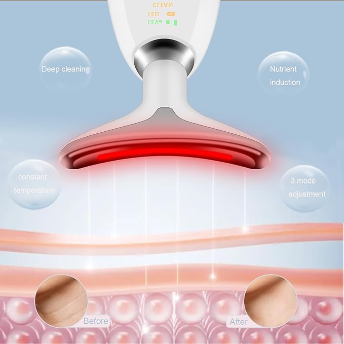 Beauty Facial Massager, 7 Color Wavy Acne Beauty Microcurrent Facial Device Skin Firming for Face Neck Beauty Device,