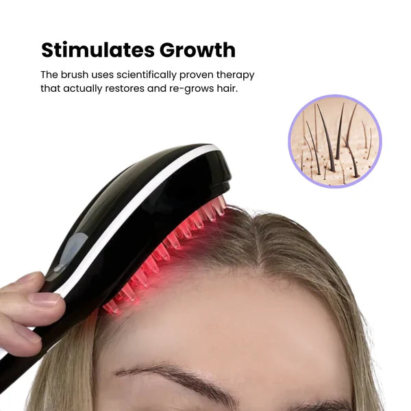 Advanced 4-in-1 Hair Growth Therapy Brush – Red Light, Blue Light & Essential Oil Massage for Thicker, Healthier Hair