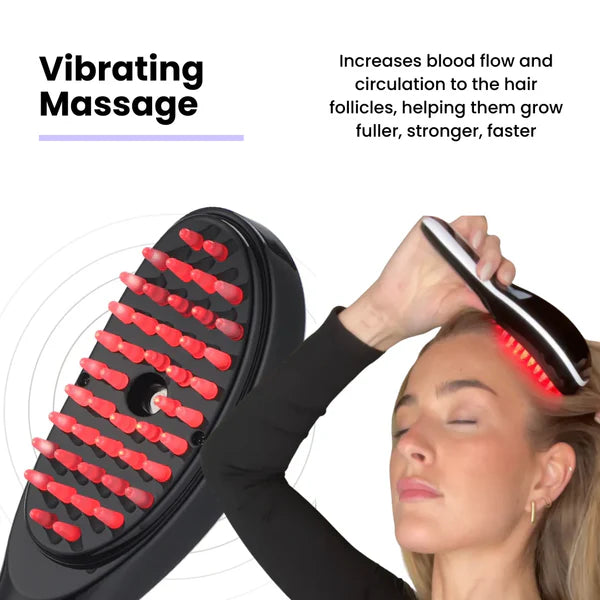 Advanced 4-in-1 Hair Growth Therapy Brush – Red Light, Blue Light & Essential Oil Massage for Thicker, Healthier Hair